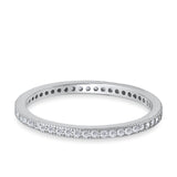 Stackable Full Eternity Wedding Band Rings Simulated CZ 925 Sterling Silver