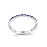 Full Eternity Stackable Band Rings Simulated Blue Sapphire CZ 925 Sterling Silver