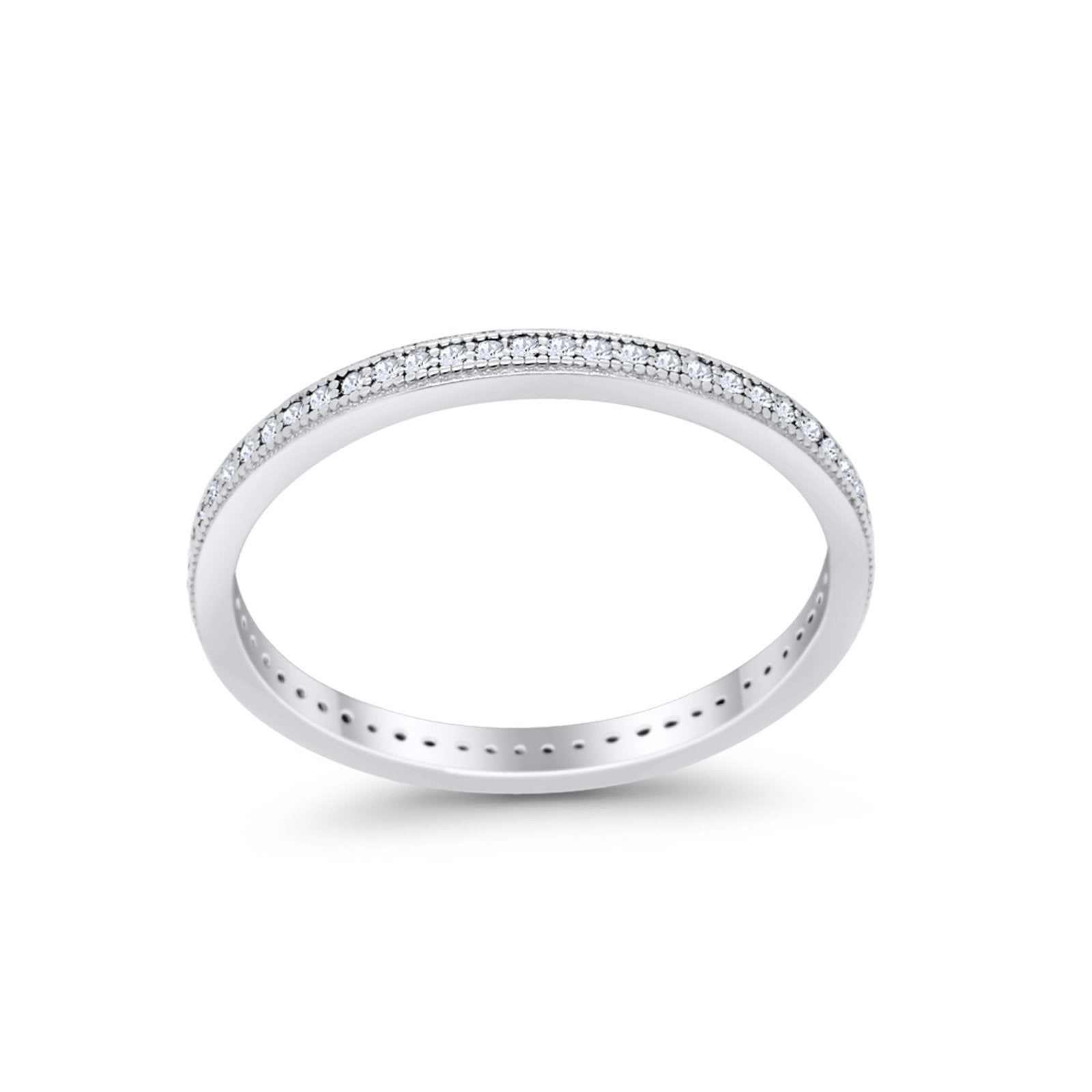 Full Eternity Stackable Band Rings Simulated CZ 925 Sterling Silver