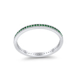 Full Eternity Stackable Band Rings Simulated Green Emerald CZ 925 Sterling Silver