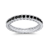 Eternity Wedding Band Rings Round  Simulated Black CZ 925 Sterling Silver