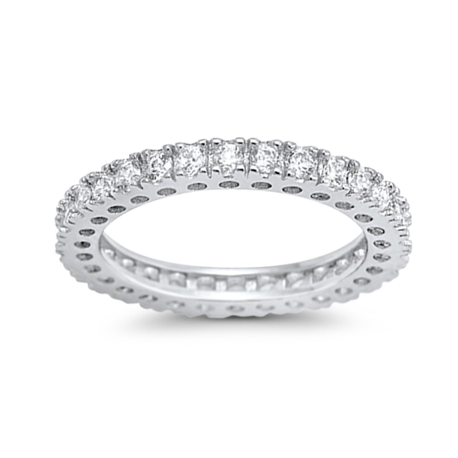 Eternity Wedding Band Rings Round Simulated CZ 925 Sterling Silver