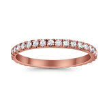 Full Eternity Stackable Wedding Rings Rose Tone, Simulated CZ 925 Sterling Silver