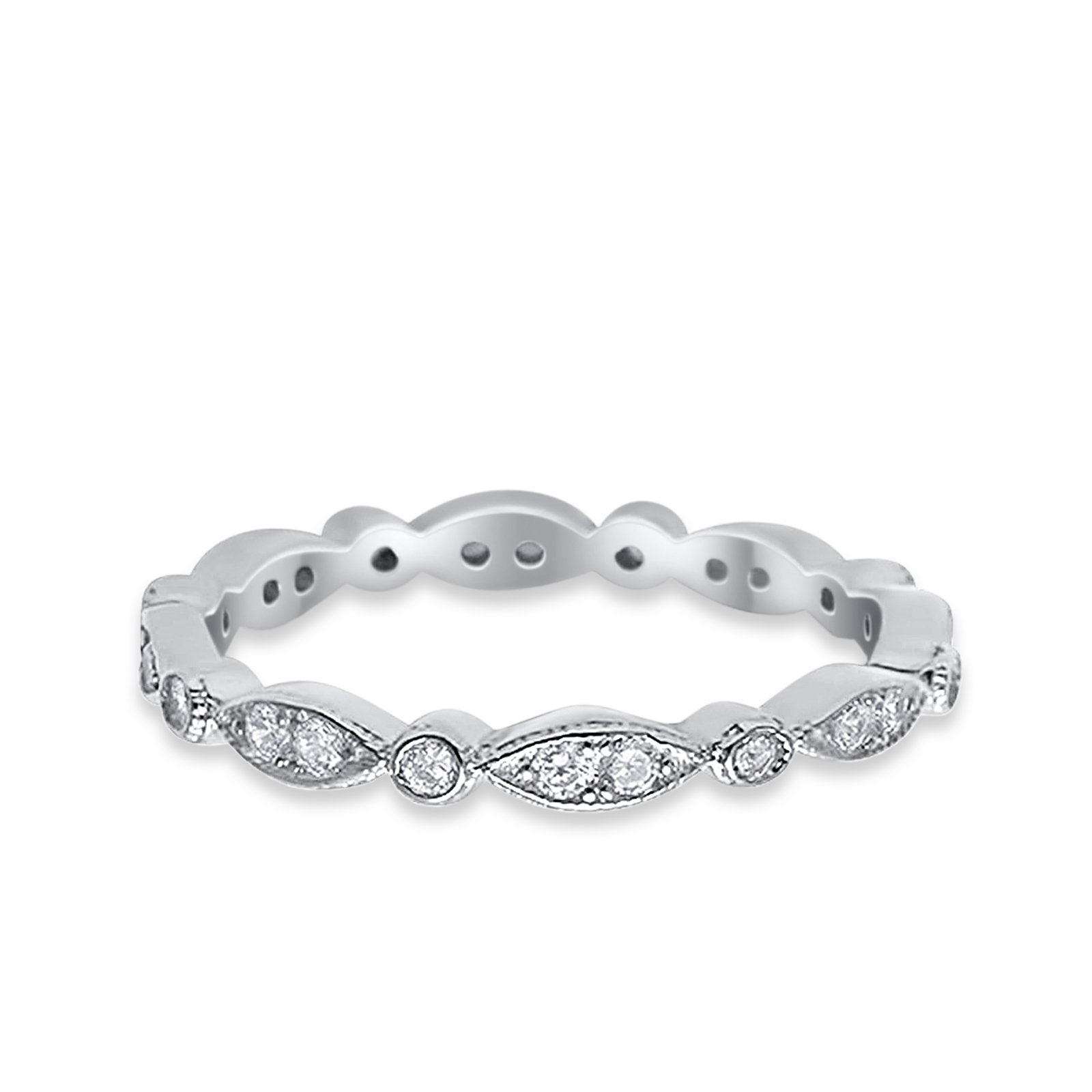 Eternity Round Wedding Band Ring Simulated CZ 925 Sterling Silver