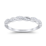 Half Eternity Infinity Twisted Band Rings Simulated CZ 925 Sterling Silver