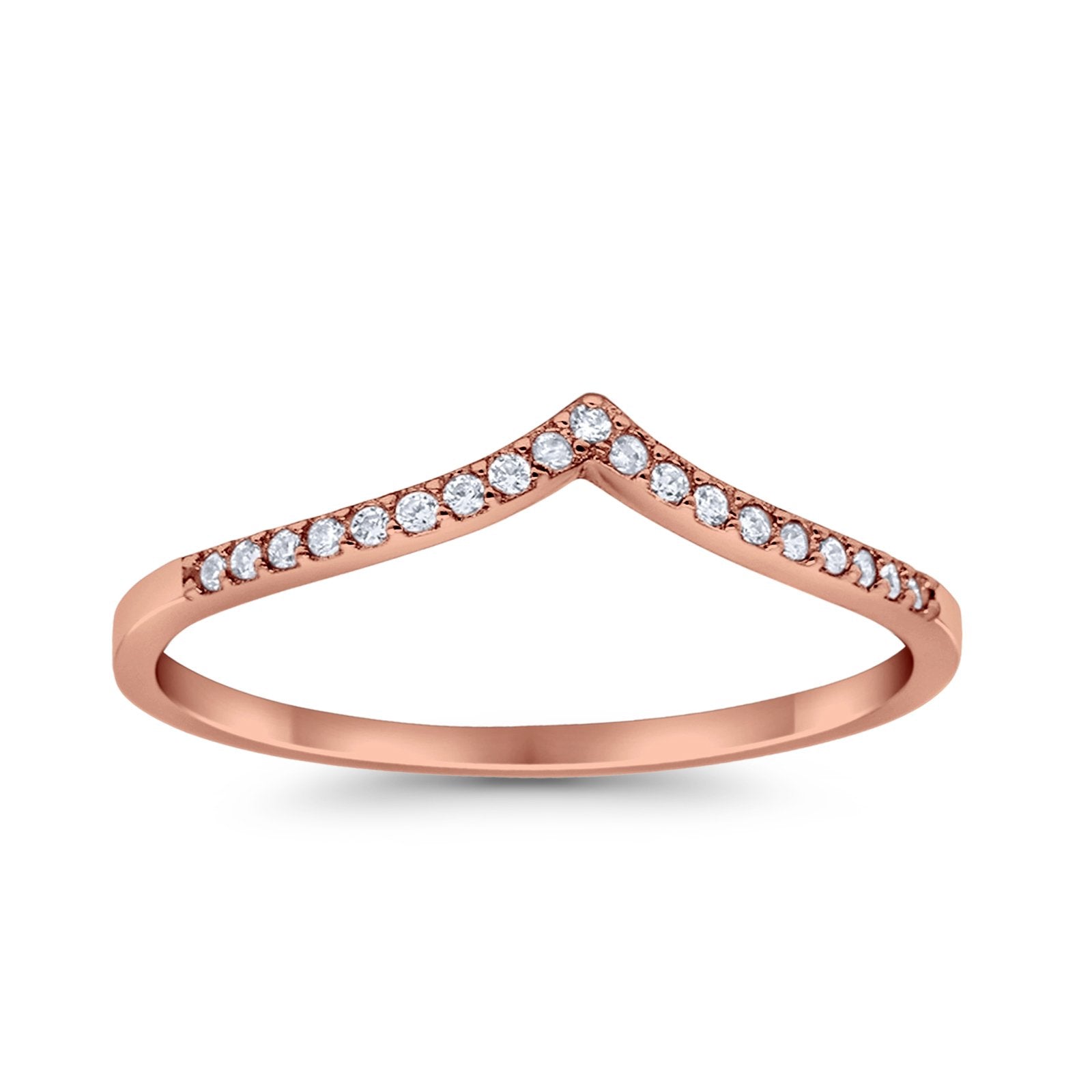 Eternity Wedding Band Ring Rose Tone, Simulated CZ 925 Sterling Silver