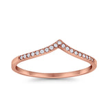 Eternity Wedding Band Ring Rose Tone, Simulated CZ 925 Sterling Silver