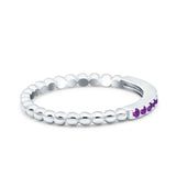 Half Eternity Wedding Band Ring Round Simulated Amethyst CZ 925 Sterling Silver
