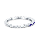 Half Eternity Wedding Band Ring Round Simulated Blue Sapphire CZ 925 Sterling Silver