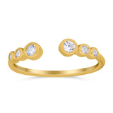 Half Eternity Ring Band Bezel Round Yellow Tone, Simulated Cubic Zirconia 925 Sterling Silver (4mm)