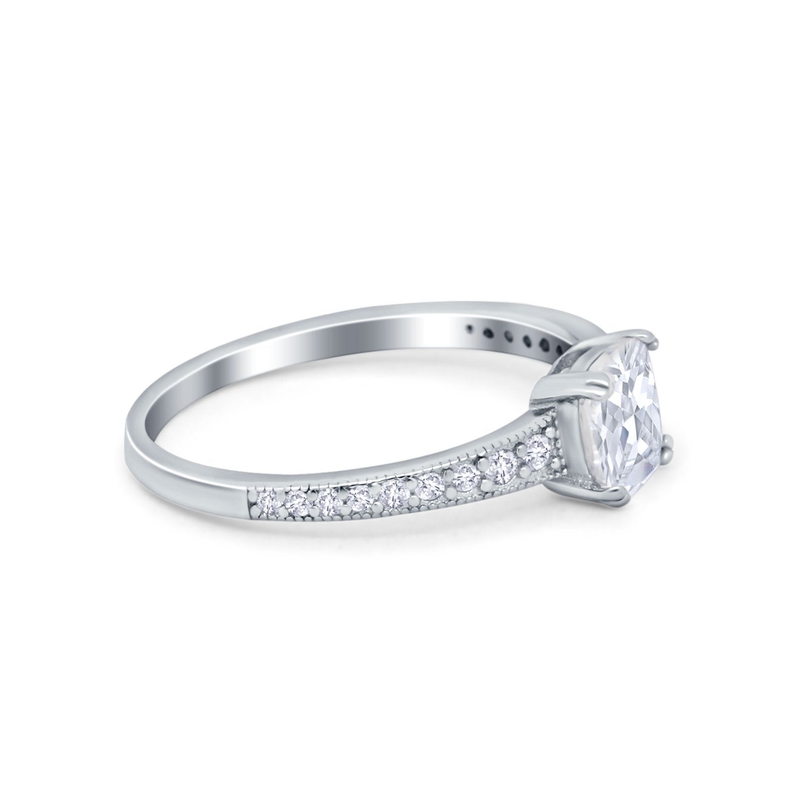 Cushion Cut Bridal Wedding Ring Simulated Cubic Zirconia 925 Sterling Silver