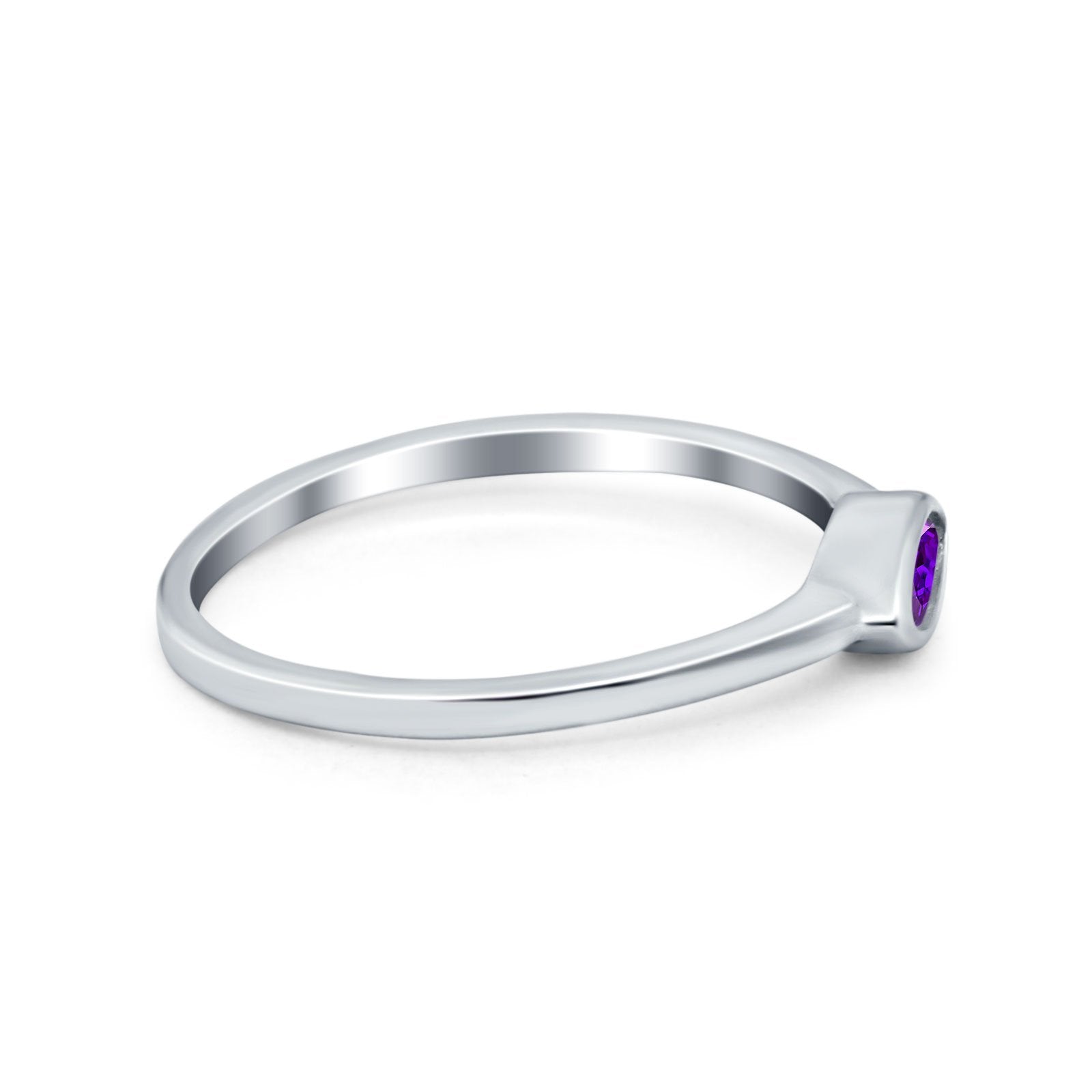Petite Dainty Wedding Ring Marquise Simulated Amethyst CZ 925 Sterling Silver