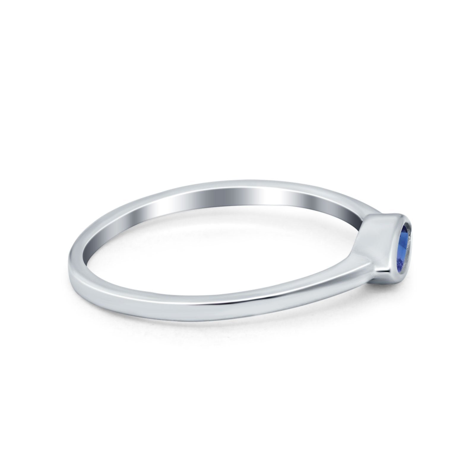 Petite Dainty Wedding Ring Marquise Simulated Blue Sapphire CZ 925 Sterling Silver