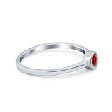 Petite Dainty Wedding Ring Bezel Simulated Garnet CZ 925 Sterling Silver