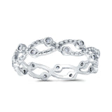 Eternity Band Wedding Ring Round Simulated Cubic Zirconia 925 Sterling Silver (4mm)