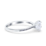 Art Deco Wedding Bridal Ring Round Simulated Cubic Zirconia 925 Sterling Silver