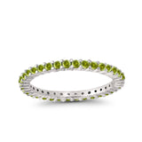 Full Eternity Wedding Round Simulated Peridot CZ Ring 925 Sterling Silver