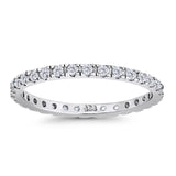 Stackable Ring Round Eternity Simulated Cubic Zirconia 925 Sterling Silver