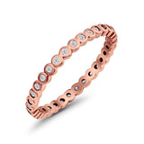Full Eternity Stackable Wedding Ring Rose Tone, Simulated Cubic Zirconia 925 Sterling Silver