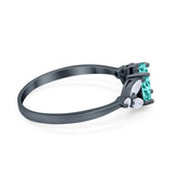 Art Deco Oval Engagement Ring Black Tone, Simulated Paraiba Tourmaline CZ 925 Sterling Silver