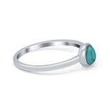 Petite Dainty Ring Solitaire Round Simulated Turquoise CZ 925 Sterling Silver