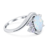 Swirl Oval Wedding Bridal Ring Lab Created White Opal 925 Sterling Silver
