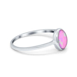 Solitaire Oval Thumb Ring Lab Created Pink Opal Stone 925 Sterling Silver