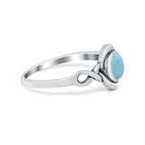 Celtic Trinity Ring Simulated Larimar CZ Infinity Shank 925 Sterling Silver