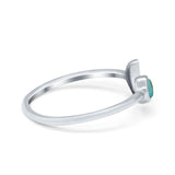 Petite Dainty Moon Cresent Ring Simulated Turquoise CZ 925 Sterling Silver