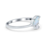 Fashion Ring Marquise Lab Created White Opal 925 Sterling Silver