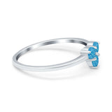 Fashion Thumb Ring Round Lab Created Blue Opal 925 Sterling Silver
