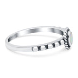 Oval Shape Ring Band Lab Created White Opal 925 Sterling Silver (7mm)