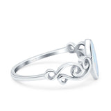 Filigree Thumb Marquise Ring Band Lab Created White Opal 925 Sterling Silver (9.5mm)