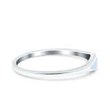 Simple Ring Band Lab Created White Opal 925 Sterling Silver (3.5mm)