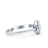 Petite Dainty Oval Lab Created White Opal Promise Ring Band Rhodium Plated Braided 925 Sterling Silver