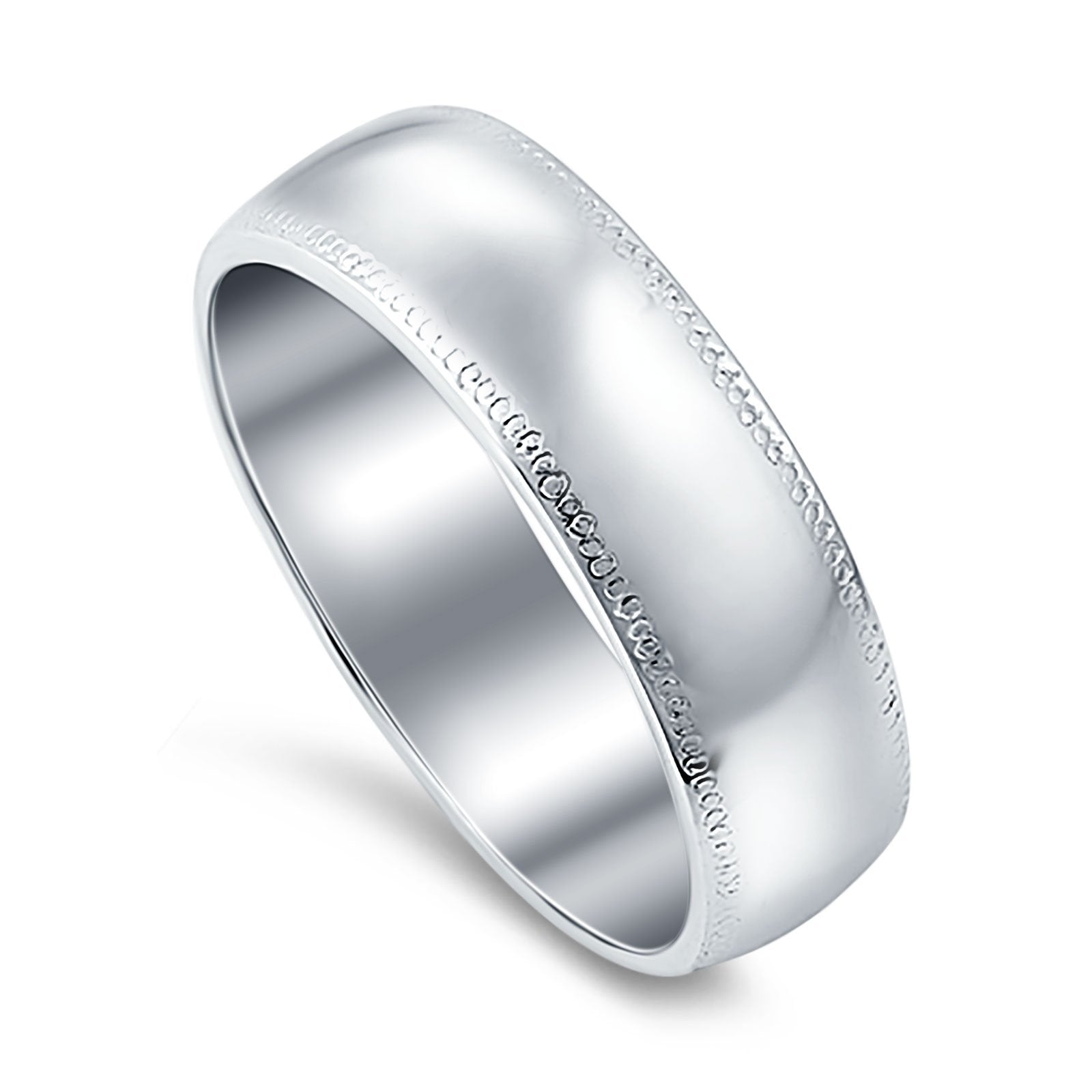 Sterling Silver Round Wedding Band 925 Sterling Silver (6mm)
