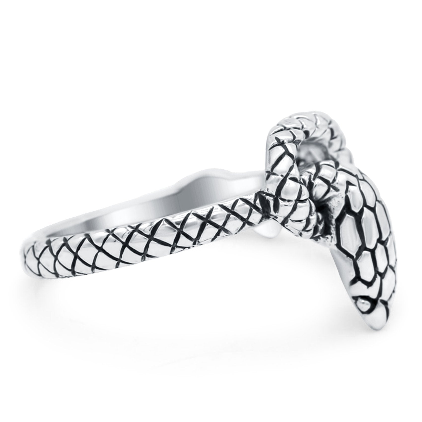 Snake Ring Oxidized Band Solid 925 Sterling Silver (14mm)