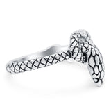 Snake Ring Oxidized Band Solid 925 Sterling Silver (14mm)