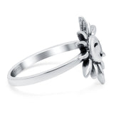 Smiling Sun Ring Oxidized Band Solid 925 Sterling Silver (13mm)