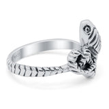 Snake Ring Oxidized Band Solid 925 Sterling Silver (13mm)