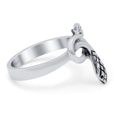 Snake Oxidized Band Solid 925 Sterling Silver Thumb Ring (14mm)