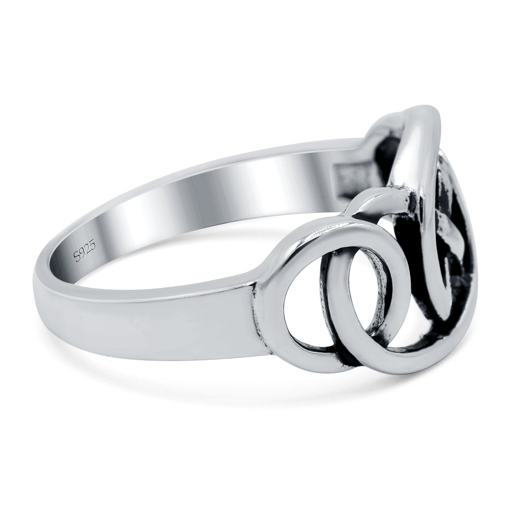 Celtic Ring Oxidized Band Solid 925 Sterling Silver (12mm)