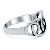Celtic Ring Oxidized Band Solid 925 Sterling Silver (12mm)