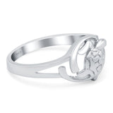 Turtle Oxidized Band Solid 925 Sterling Silver Thumb Ring (10mm)