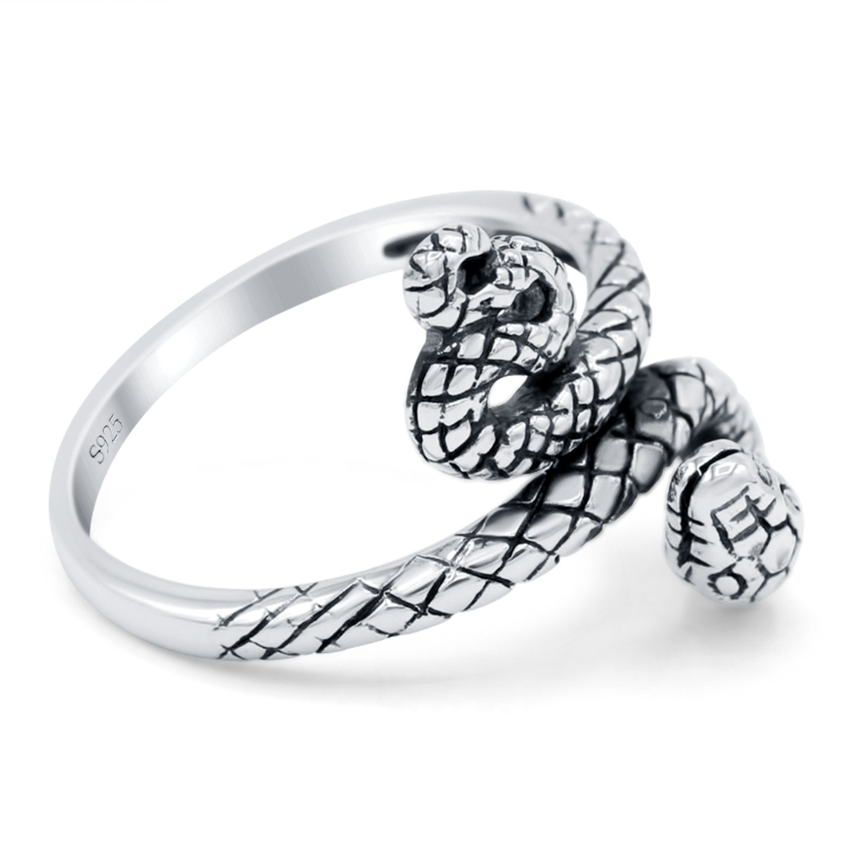 Snake Oxidized Band Solid 925 Sterling Silver Thumb Ring (17mm)