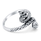 Snake Oxidized Band Solid 925 Sterling Silver Thumb Ring (17mm)