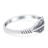 Feather Oxidized Band Solid 925 Sterling Silver Thumb Ring (7mm)