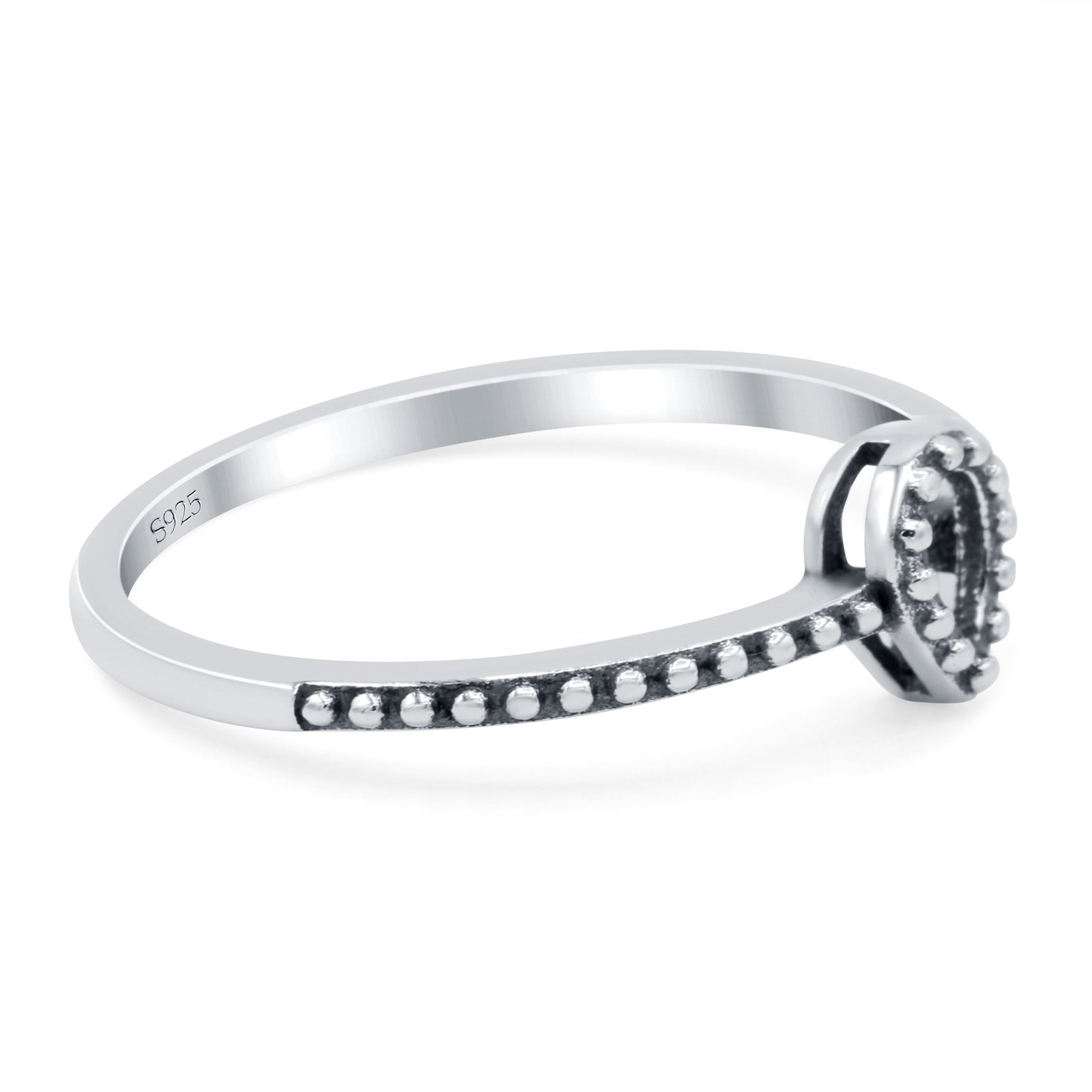 Oxidized Design Pear Teardrop Band Solid 925 Sterling Silver Thumb Ring (6mm)