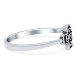 Believe Cross Band Oxidized Ring Solid 925 Sterling Silver (7mm)