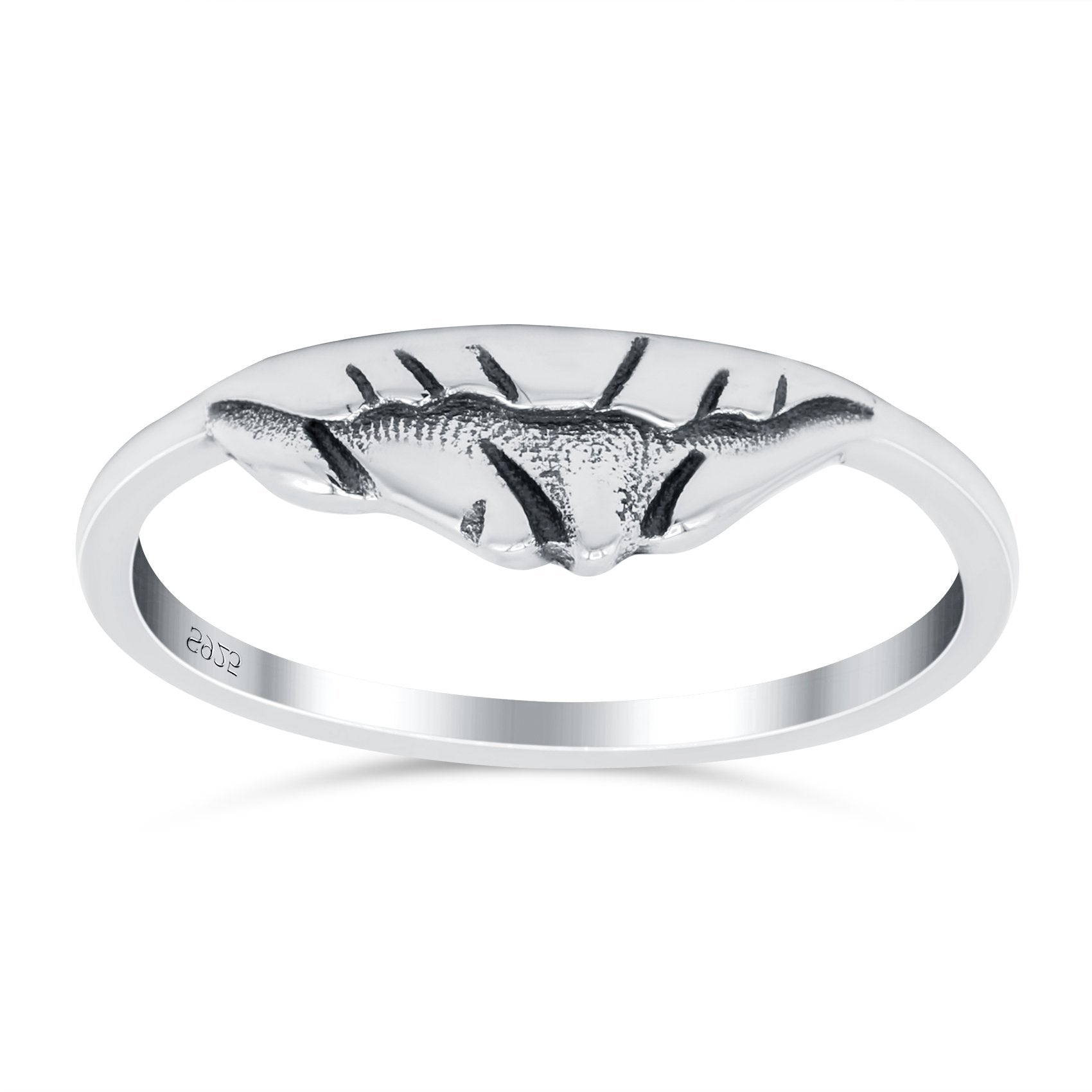 Mountains Oxidized Band Solid 925 Sterling Silver Thumb Ring (6mm)
